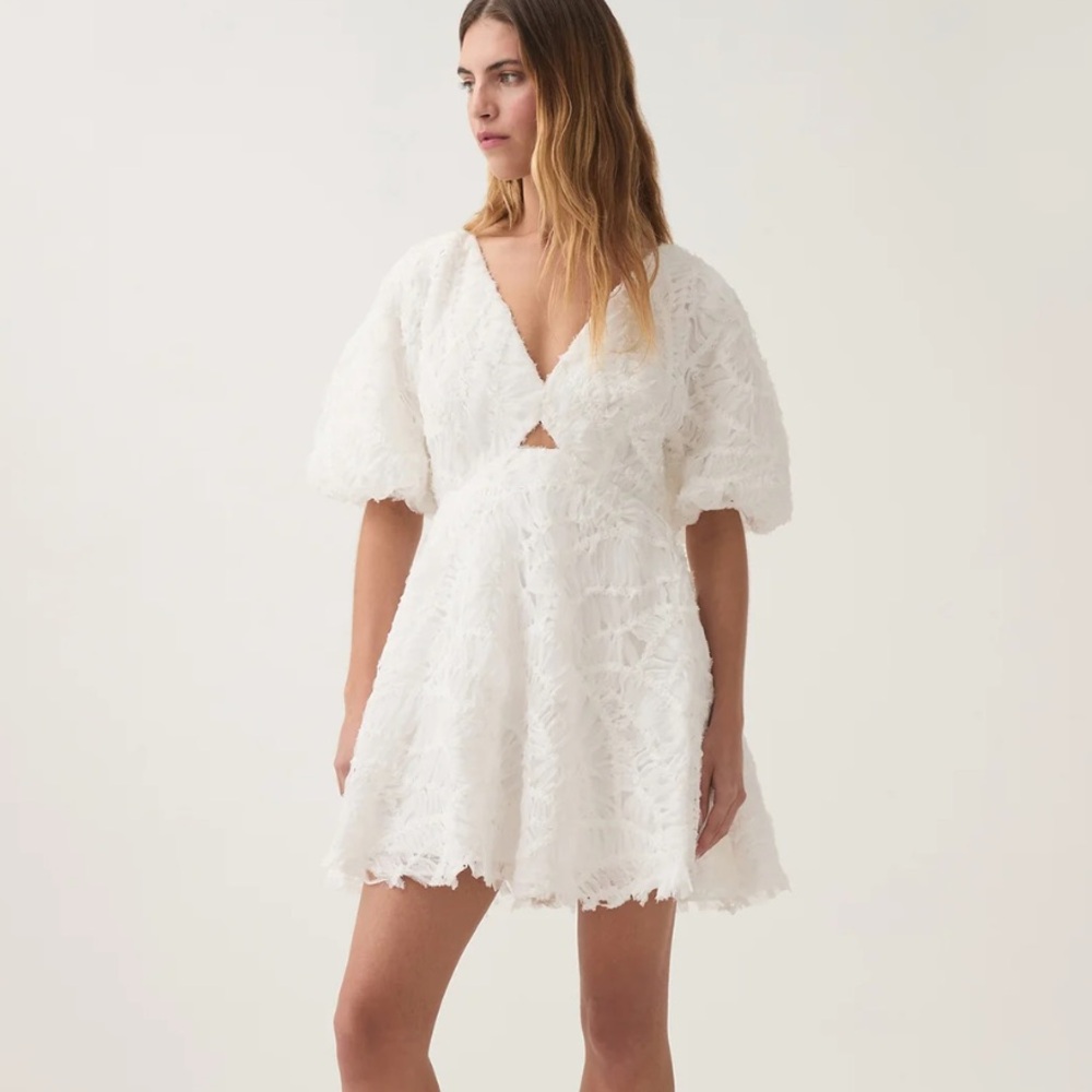 Aje White Textured Dress